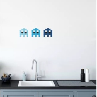 Mosaïque retro gaming fantome outdoor (Bleu foncé)